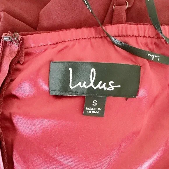 Lulu's Burgundy Red Sleeveless V-Neck Maxi Dress S - Picture 6 of 9